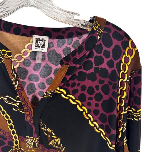 Womens Top Size XL Animal Print Stylist 3/4 Length Sleeve Polyester - Picture 4 of 9